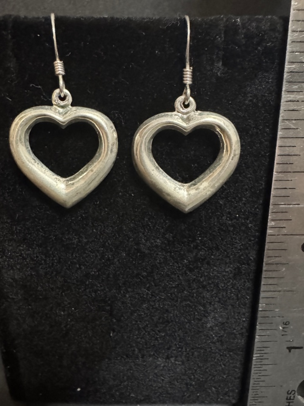 Sterling Silver Heart Drop Earrings - Open Heart Design